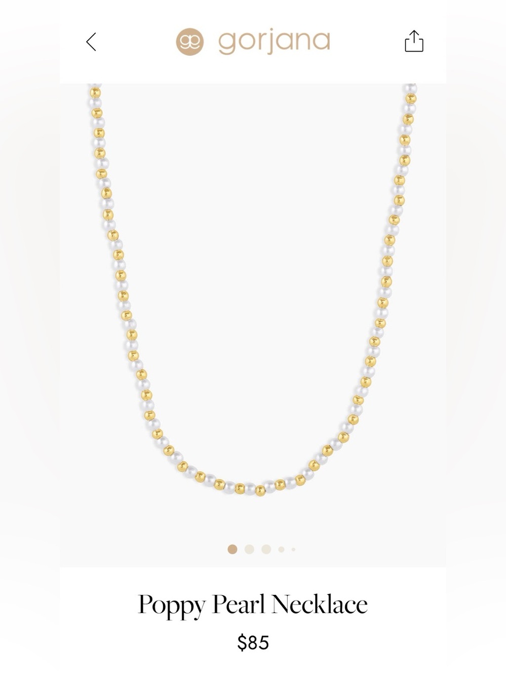 NWOT Gorjana Poppy Pearl Necklace